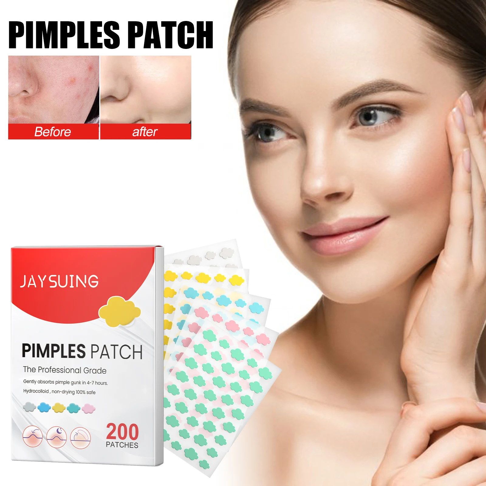 200Pcs Cloud Acne Patch Invisible Blemishes Acne Patches Fade Acne Scars Clean Pores Control Oil Facial Care Products