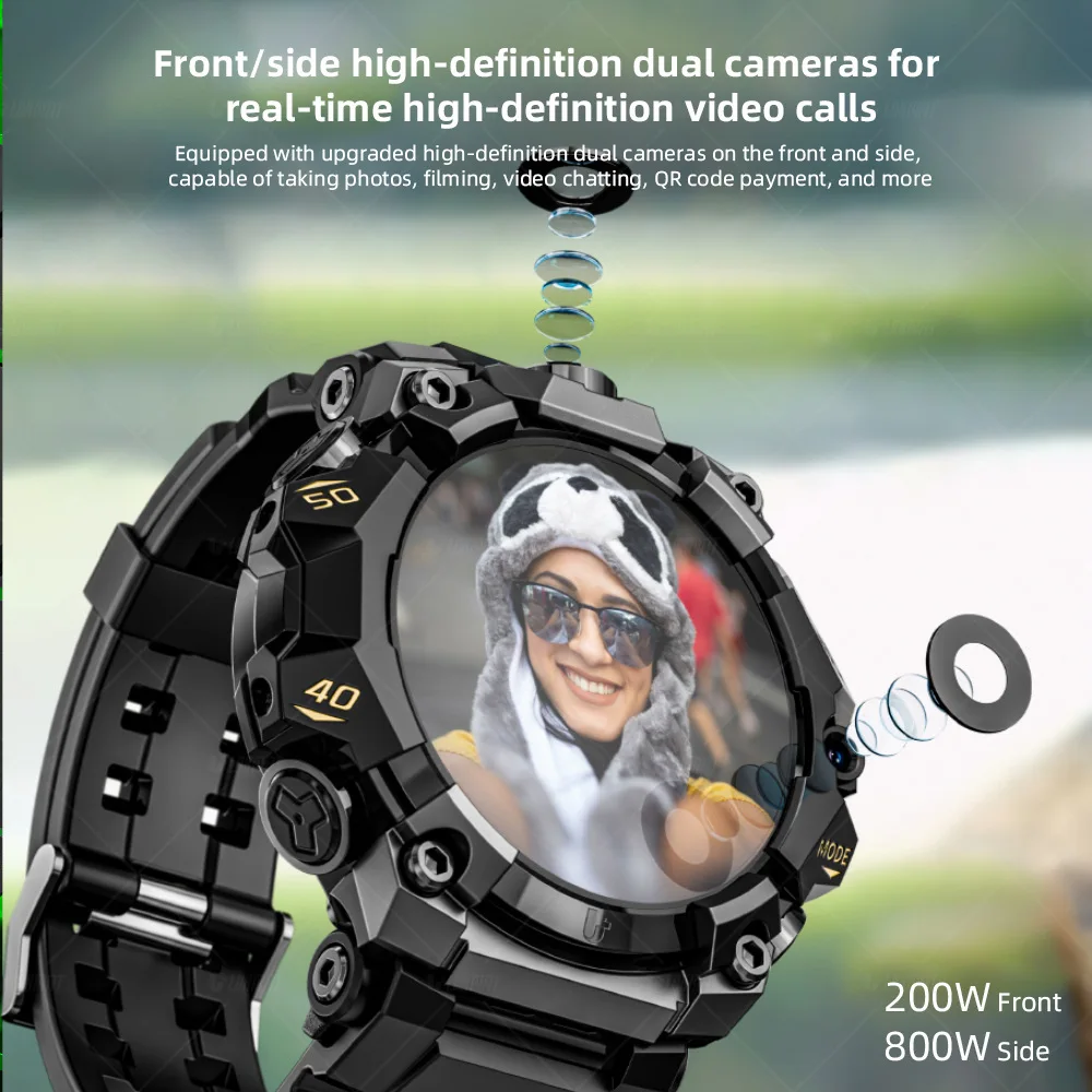 LOKMAT New APPLLP 2 PRO Rugged Sport Android Smart Watch Phone Dual Camera Video Calls Wifi Fitness 4G Watch Amoled Round Screen