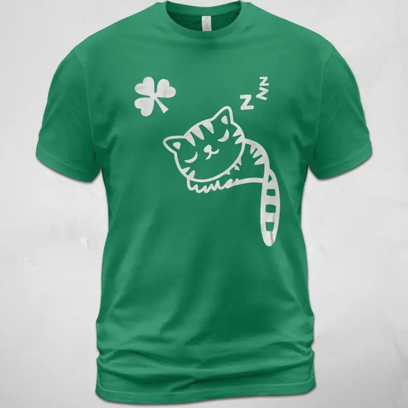 St Patricks Day Shirt Women Girls Irish Shirt Funny Cat Graphic Shamrock Tee