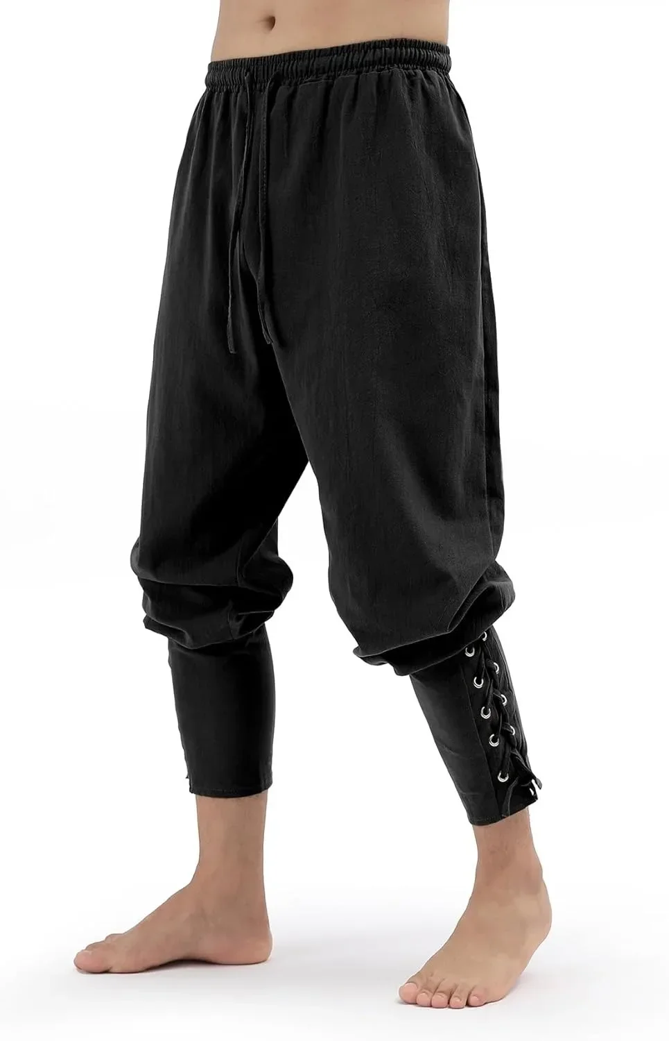 Herren Frühling Sommer Vintage Mittelalterliche Wikinger Baumwoll-Leinen-Hosen Halloween Mode Vintage Herrenhosen – Detail 11