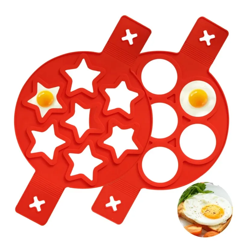 Nonstick Egg Pancake Maker Fried Egg Omelet Mold Seven Holes Silicone Mold Heart Star Shape Mold Kitchenware Baking Gadgets