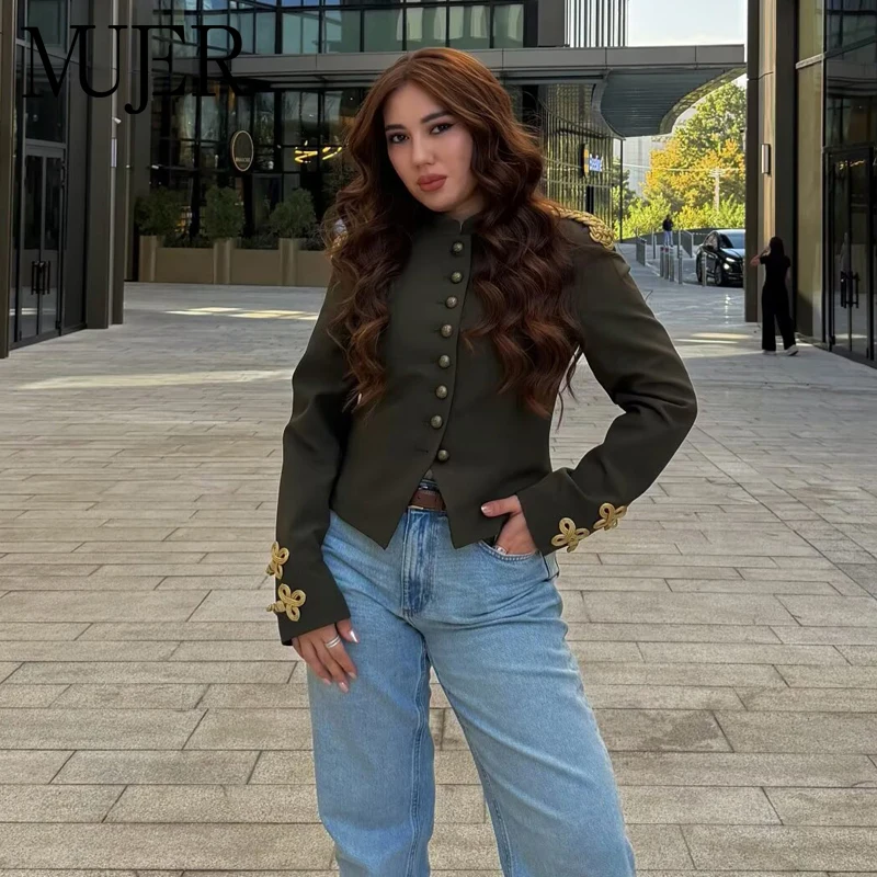 MUJER MUJER Women's Tailoring Blazer Frog Knot Button Short Blazers for Women Cropped Fitted Jacket Woman Vintage Winter Coat Women - Aliexpress Deal