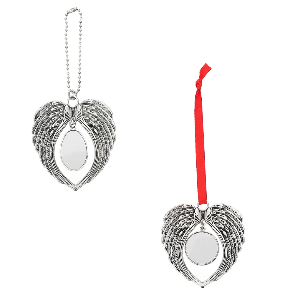 

2 Pcs Angel Wings Pendant Decorations Sublimation Vintage Christmas DIY Blank Pendants Xmas Ornaments