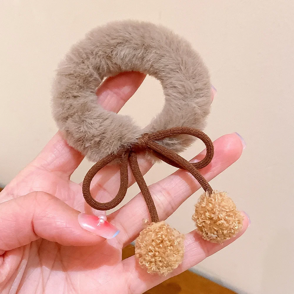 New Korean Cute Pompoms Elastic Hair Bands Children Kawaii Hair Ties Headwear Girls Kids Women Hair Accessories image 6