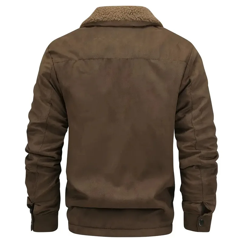2025 Men's Loose Fleece Jacket Casual Suede Warm Top for Spring And Autumn Wear Plate-Sized Comfortable Men's Outerwear