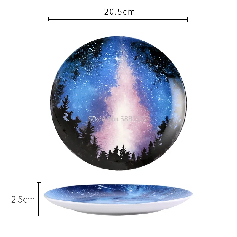 8 inch Starry Universe  Plate Set High Quality Ceramic Dishes Dessert Steak Bread Dinner Plates Sets Dish Kitchen Decor