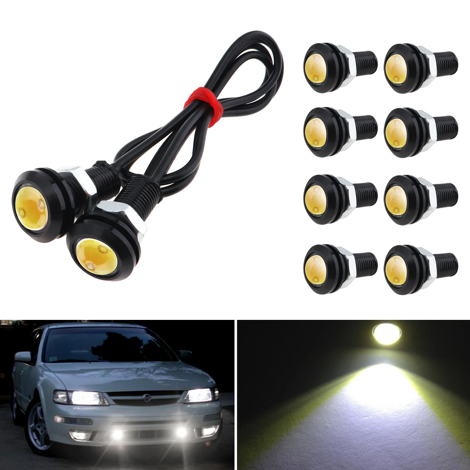 10 шт., автомобильные светодиодсветодиодный дневные ходовые огни, 18 мм