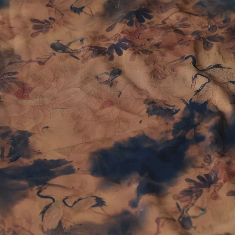 

Xiangyunsha fabric is a traditional Chinese style cheongsam with tie-dye and prints