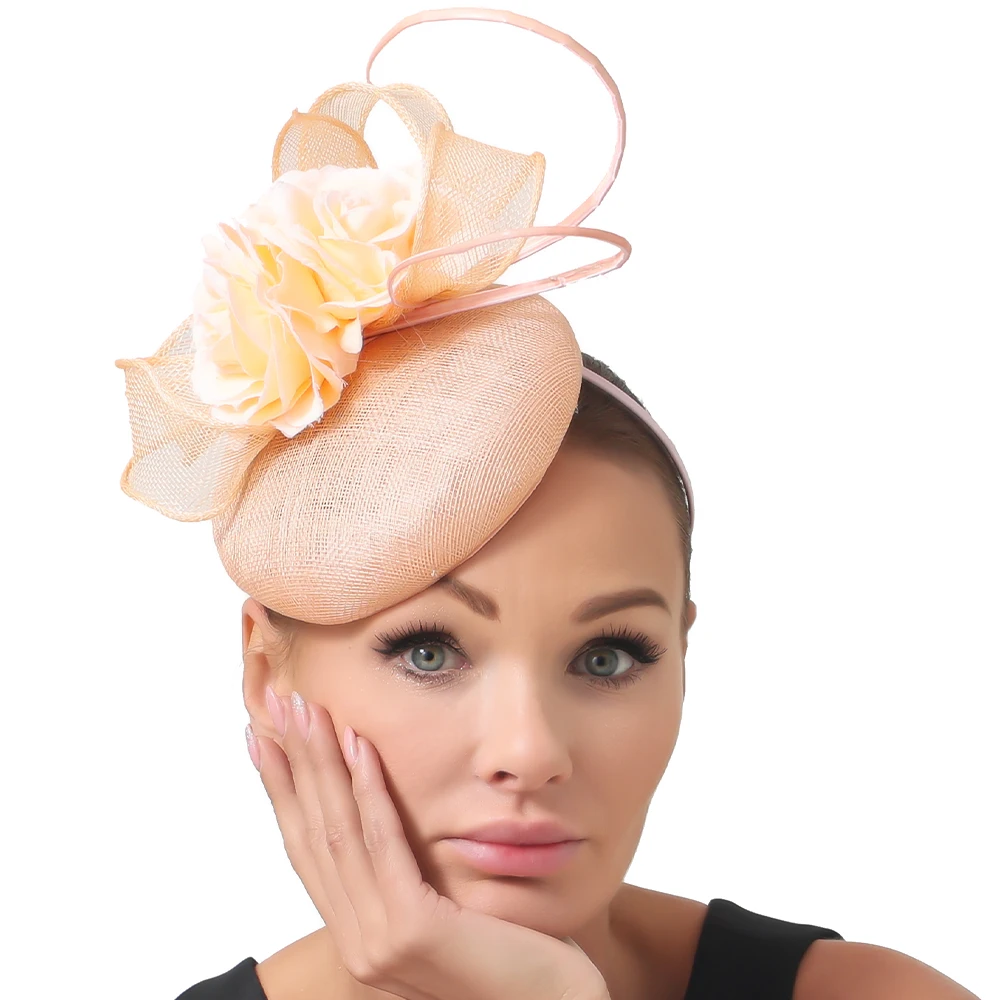 

Green High Quality Sinamay Wedding Headpiece Women's Cocktail Fascinator Headwear with Flower for Cocktail Race Hair Accessories