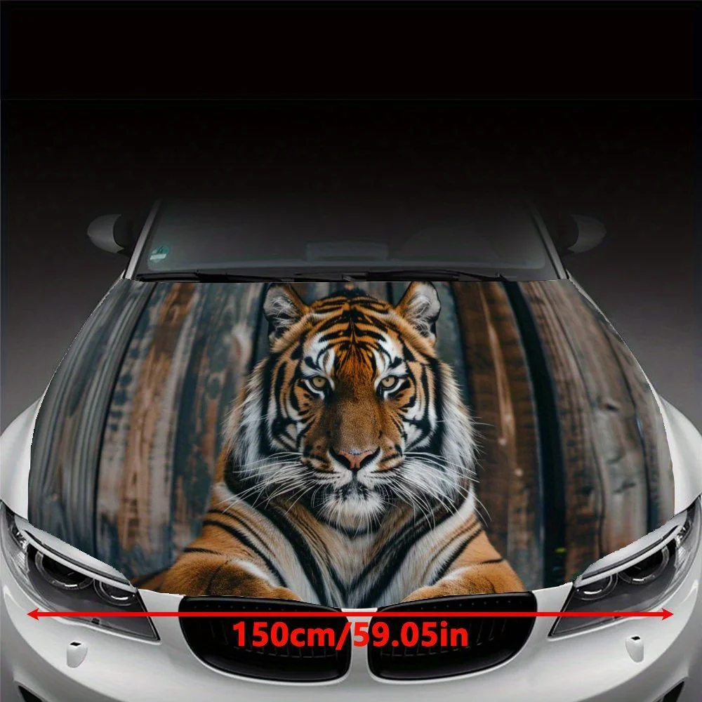 Tiger with A Serious Expression, Car Hood Sticker, PVC Waterproof Self-adhesive Scratch-resistant Body Film, Special for Trucks