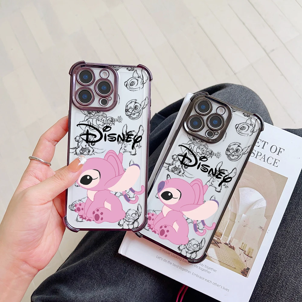 Cartoon S-StitchS A-AngelS Phone Case For Oppo Reno12 Reno11 Reno10 Reno8 Reno7 Reno6 5 Pro Plus 5G Shockproof Clear Armor Cover