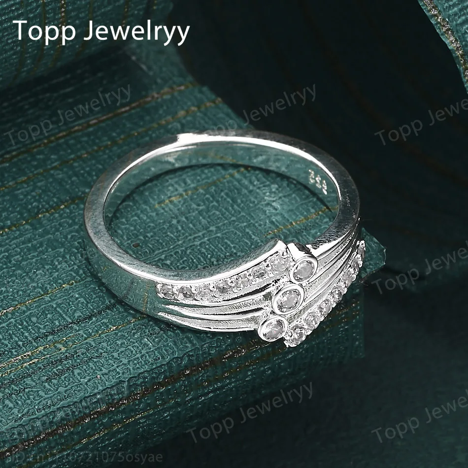 New 925 Sterling Silver Luxury Multi-Layered Zircon Ring For Fashion Women Charm Jewelry Birthday Party Gifts