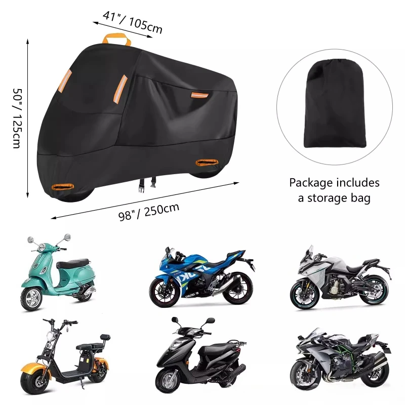 for Motorcycle rainproof and sunproof cover - thick Oxford fabric dustproof sleeve with built-in anti-theft cover