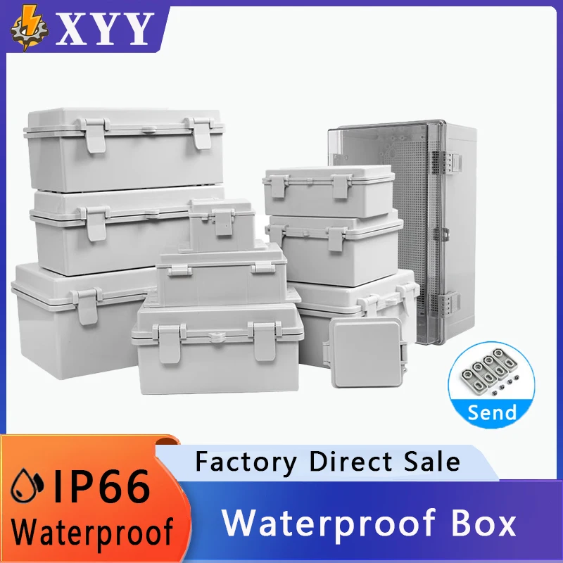 IP66 Waterproof Transparent Cover Enclosure Juction Box ABS Plastic Outdoor Electronic Instrument Hinge Case