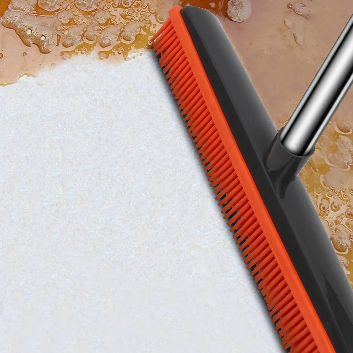 Gummibesen mit Abstreifer, verstellbare Länge, zum Entfernen von Tierhaaren und Flusen, geeignet für Teppiche und Hartböden, keine Kratzer. – Detail 9