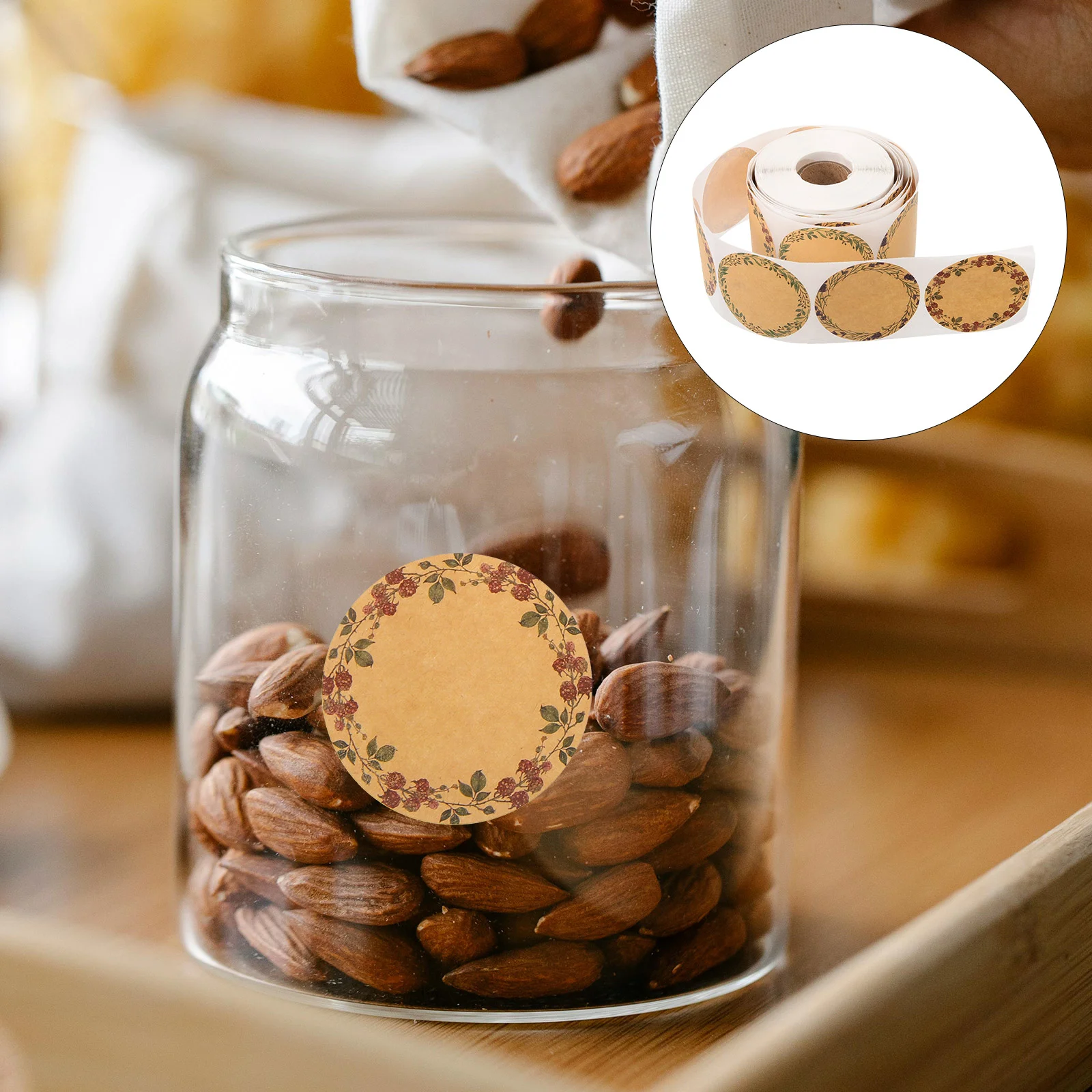 Label Sticker Scrapbook Stickers Labels Sealing Canned Gift Wrapping Package Self-adhesive Kraft Paper