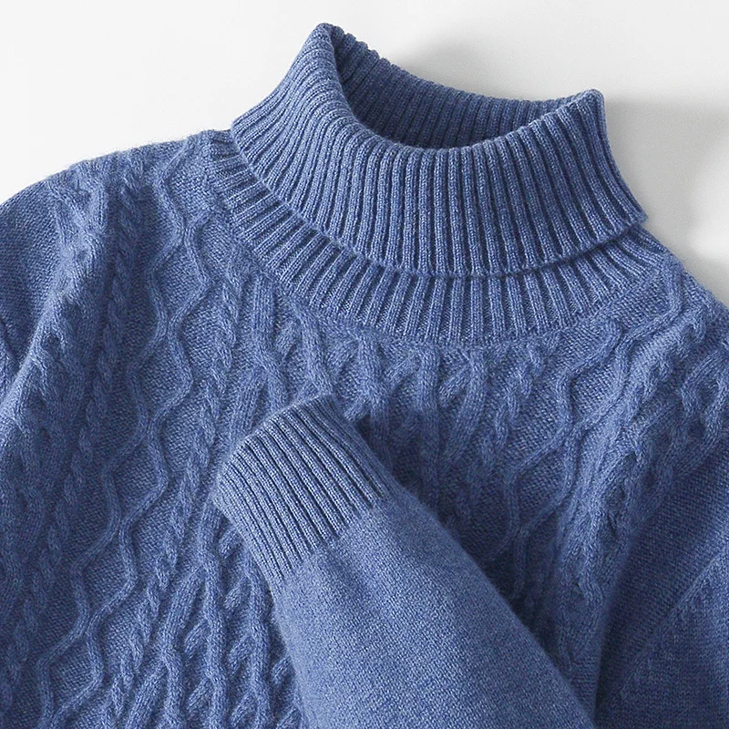 

Fashion 100% Merino Wool Turtleneck Casual Solid Color Soft Cable Knit Sweater Pullover Cashmere Clothing Comfort Warm Top