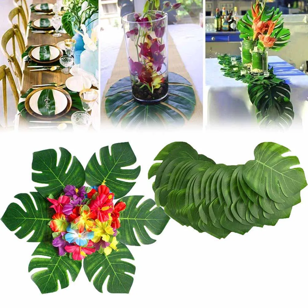 

48 Pcs Simulated Turtle Leaf Artificial Plants Leaves Wedding Decor Fake Monstera Faux Household Simulation