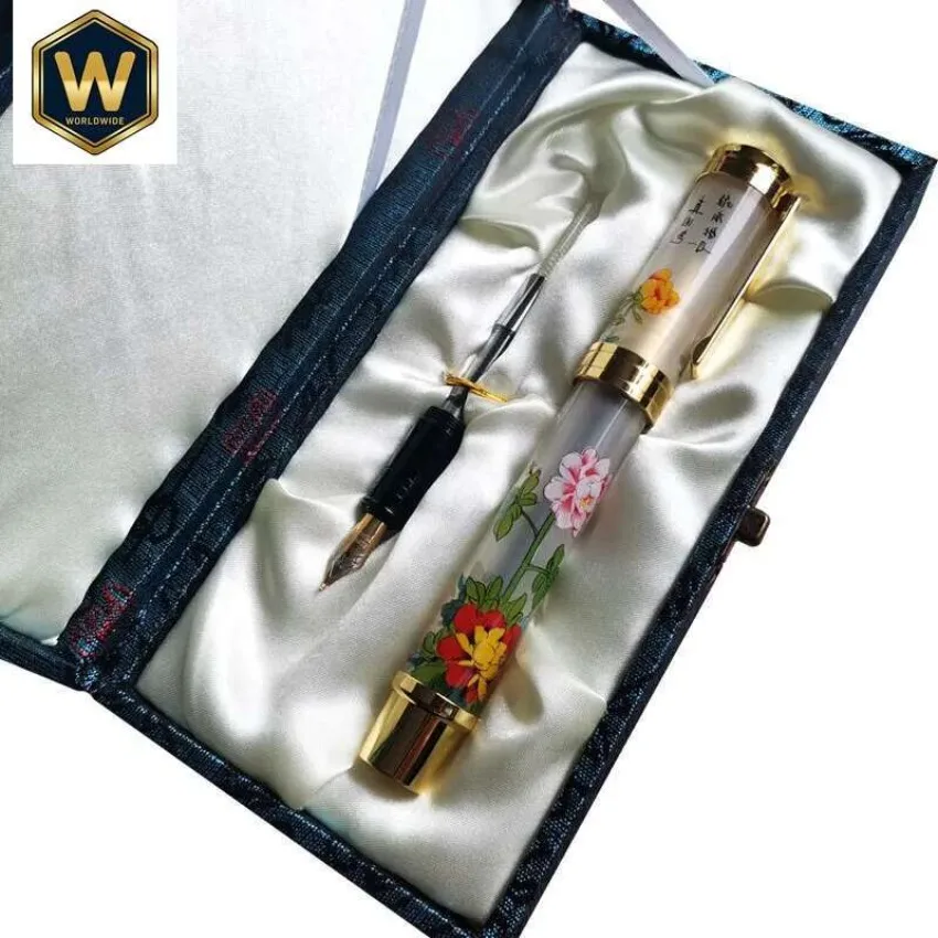 

Креативная китайская уникальная ручка с ручной росписью внутри, шариковая ручка с перьевой насадкой, двойное назначение