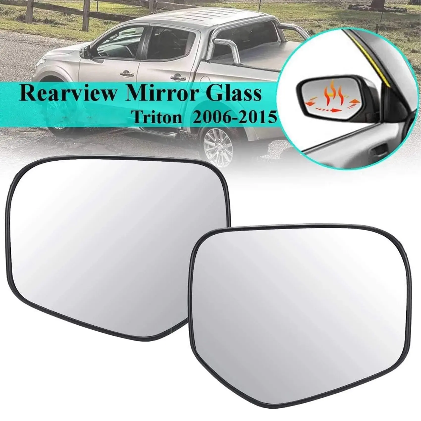 A02Q-Car Right Heated Glass Rearview Mirror Side Wing Reversing Lens for Mitsubishi TRITON 2006-2015 L200 2005-2011