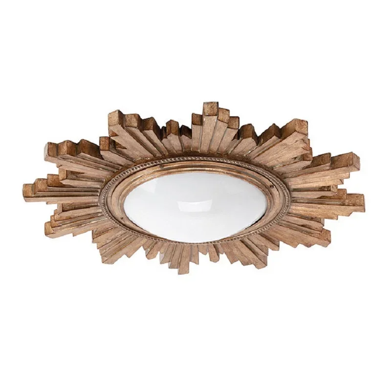 American style retro rural solid wood sunflower ceiling lamp Home stay villa decoration bedroom dining room ceiling lamp