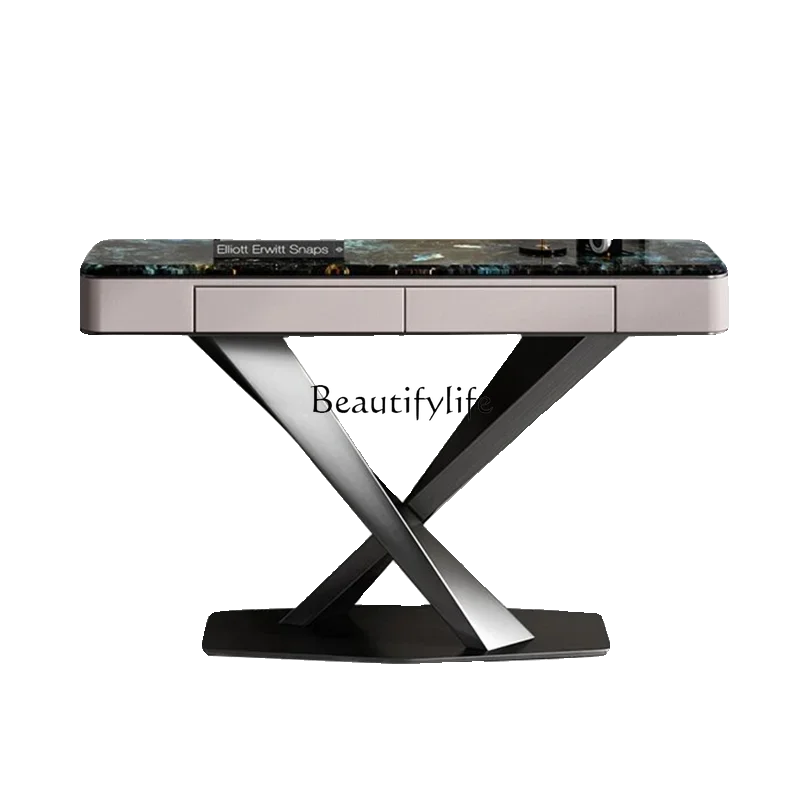 

FG52Light luxury rock slab entrance table, modern simplicity against the wall, ultra-narrow entrance hall case table