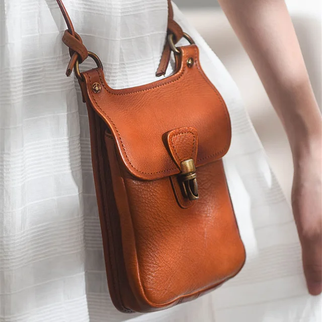 Luksusowa damska mini torba z prawdziwej skóry naturalnej Moda weekendowa Codzienna damska torba na telefon z prawdziwej skóry bydlęcej Mała torba na ramię
