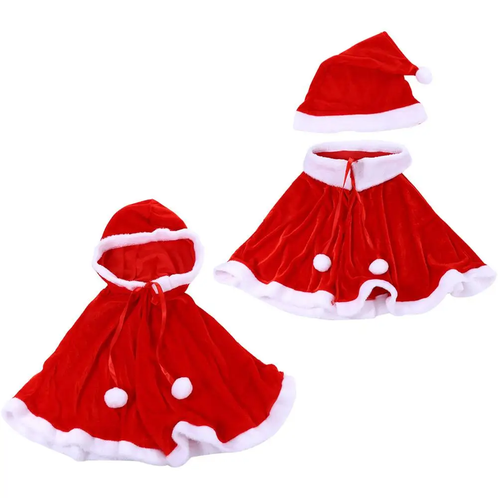 Autumn Winter Girl Shawl Party Costumes Dress Polyester  Women Hooded Ponchos Cosplay Costume Xmas Cape Christmas Cloak