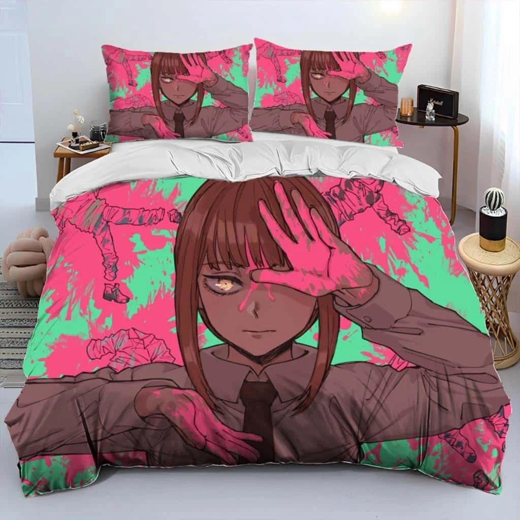 

3D Anime Chainsaw Man Denji Cartoon Comforter Bedding Set,Duvet Cover Bed Set Quilt Cover Pillowcase,king Queen Size Bedding Set