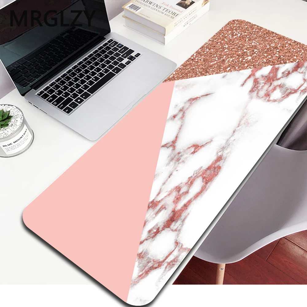 

Pink Geometry Mouse Pad 90x40cm XXL Marble Rose Gold Gaming Mats Mousepad Desk Accessories Office Carpet Desk Mat Pc Gamer