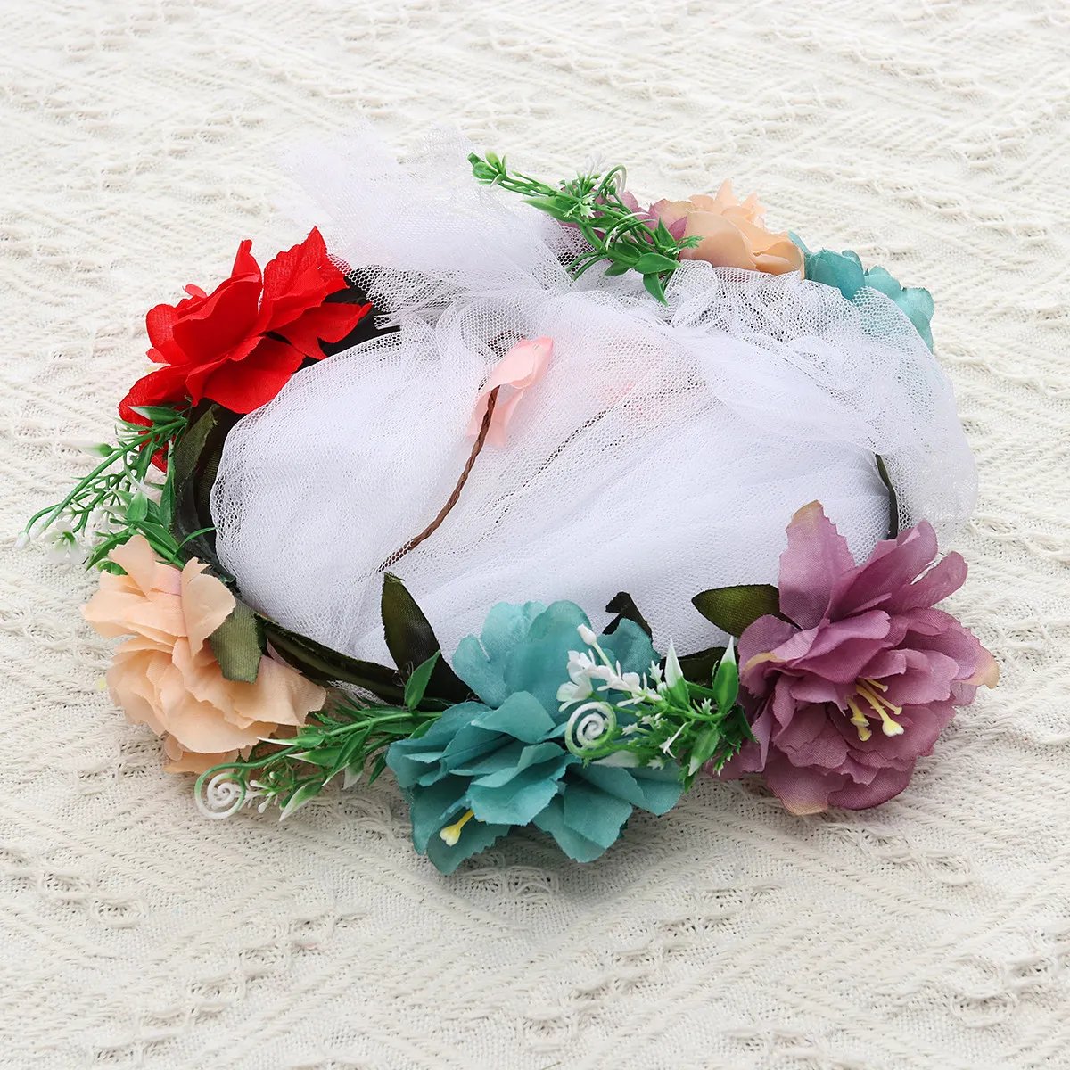 Wedding Veil for Bride Featuring Soft Tulle Layer Hand Sewn to Floral Wreath Headdress Suitable for All Brides Wedding Party