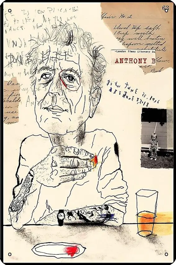 Anthony Bourdain Drinking Best Poster Poster Metal Tin Sign Fun Home Art Wall Decor 8x12 Inch