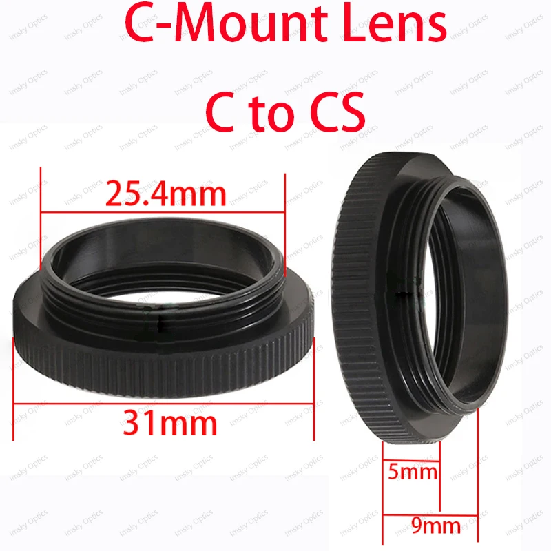 C-MOUNT 5 mm Verlängerungsrohradapter CS auf C Metall C-CS Mount Adapter Spacer Ring Konverter für CCTV-Objektiv