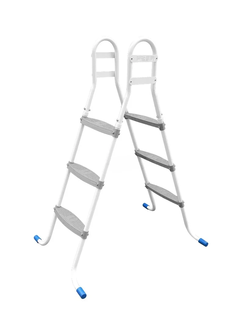 3-Step A-Frame PVC Swimming Pool Ladder Strong Anti-Slipping Design for Outdoor Above-Ground Use