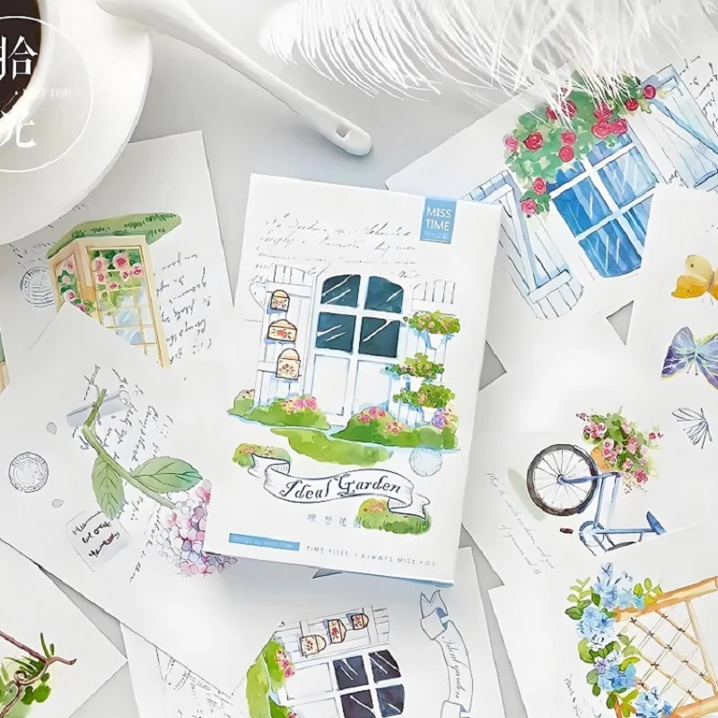 

30PCS Wonderful Ideal Garden Postcards Set - Handmade Floral Greeting Cards Romantic Unique Gifts for Plant Lovers