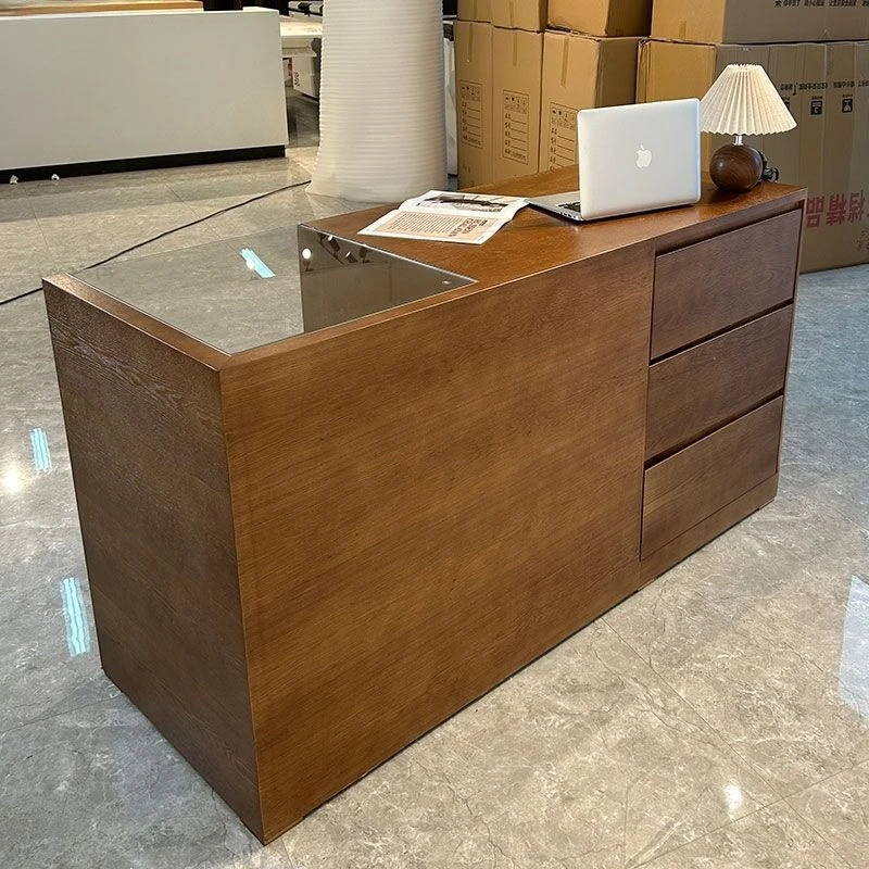 

Checkout page Clothing store Glass display case Imitation wood grain bar