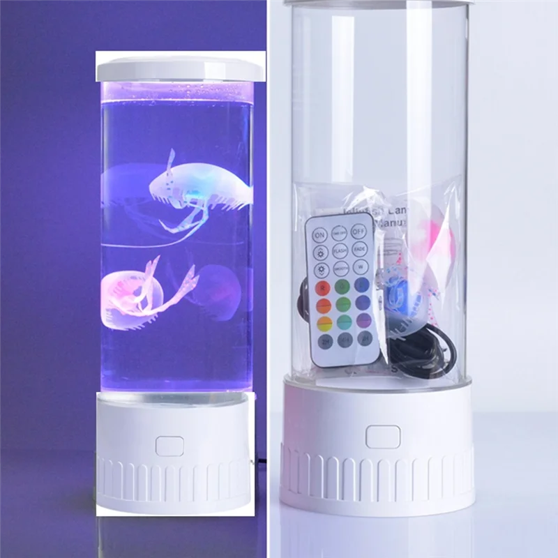 ABRE-Lampada per meduse Acquario Luci notturne per oceano 7 colori Luci d'atmosfera per meduse a LED con per la decorazione del desktop della camera da letto di casa