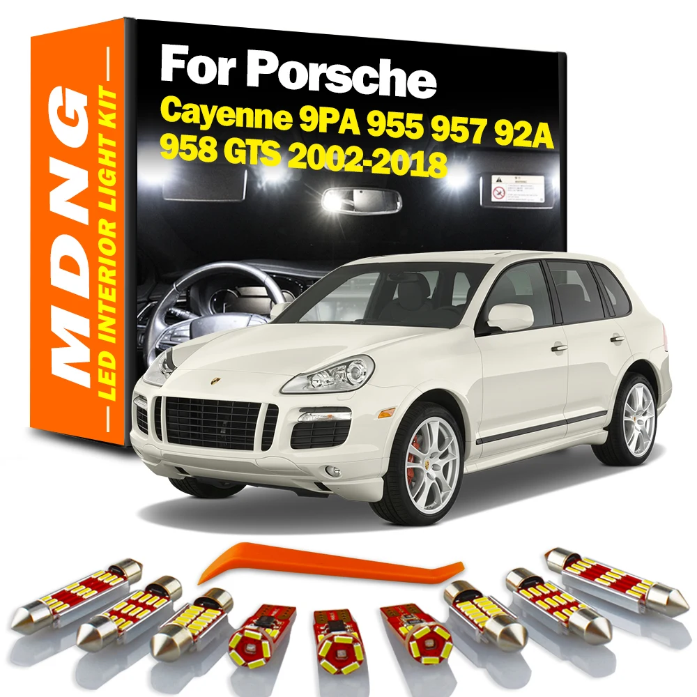 MDNG Dla Porsche Cayenne 9PA 955 957 92A 958 GTS 2002-2016 2017 2018 Lampa samochodowa LED Wewnętrzna kopuła Mapa Zestaw świateł Samochodowe żarówki LED
