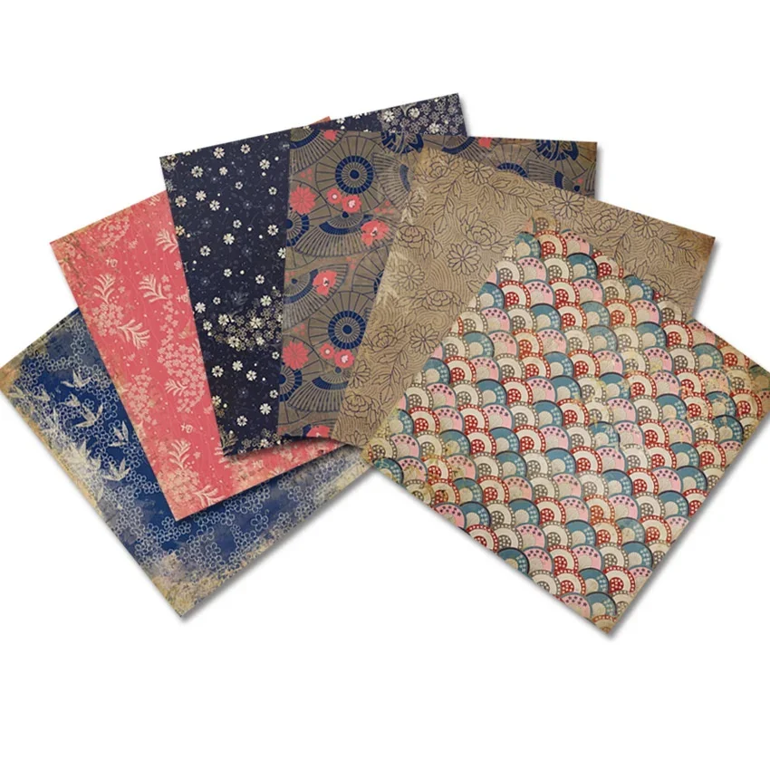 24 Sheets Vintage Japanese Style Craft Paper Pads Cutting Dies Art Background Origami Scrapbooking Card Making