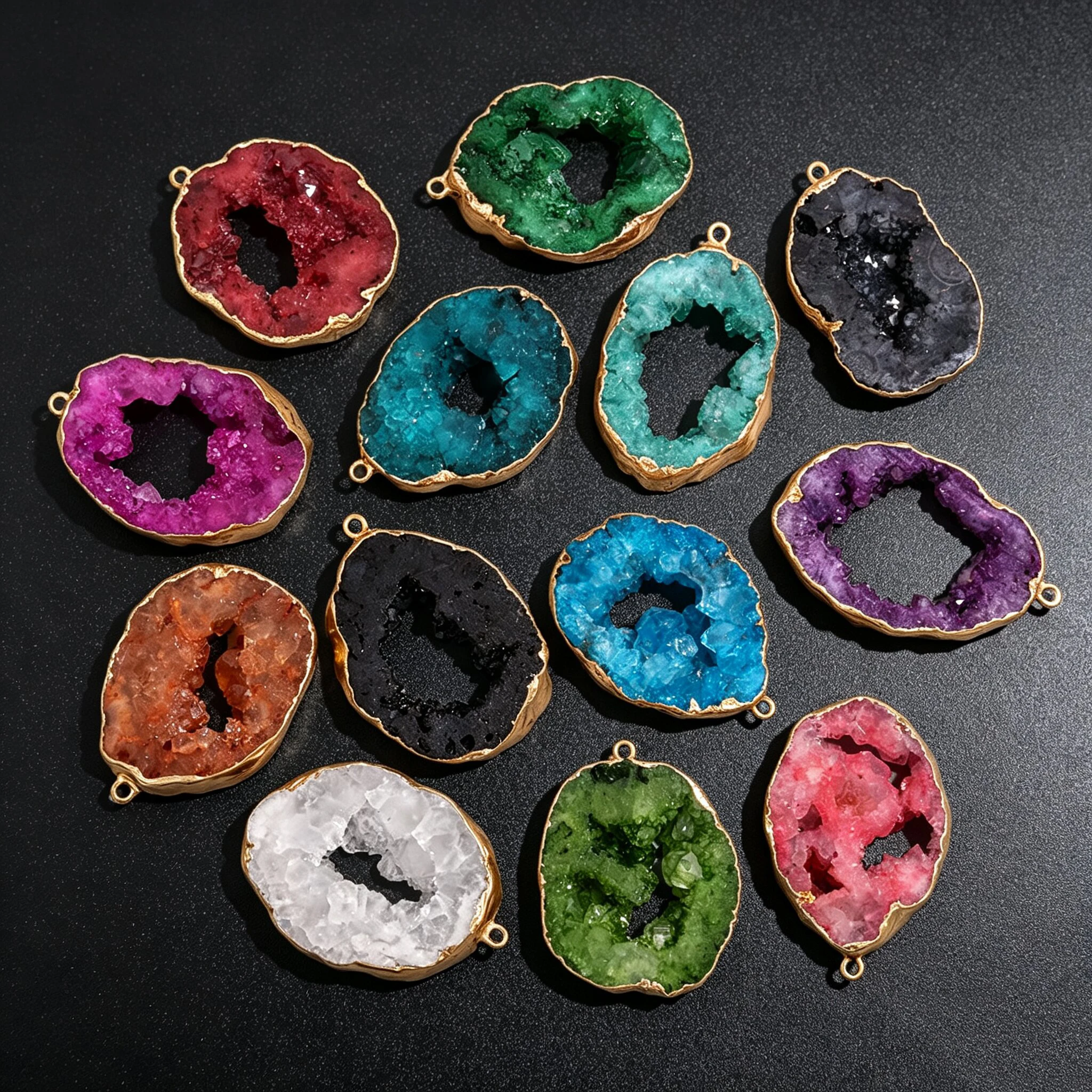 1PC Natural Druzy Agate Geode Pendant Irregular Quartz Crystal Beads Charms for DIY Jewelry Making Handmade Accessries