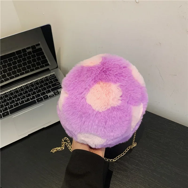 Children Messenger Bags Football Furry Bag Fashionable Chain Crossbody Bag Cute Plush Shoulder Bag Purse and Handbag Сумка Bolsa