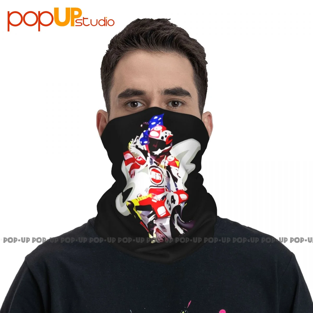 Kevin Schwantz The Wheelie King Of The Mountain Signature Neck Gaiter Bandana Scarf Face Mask