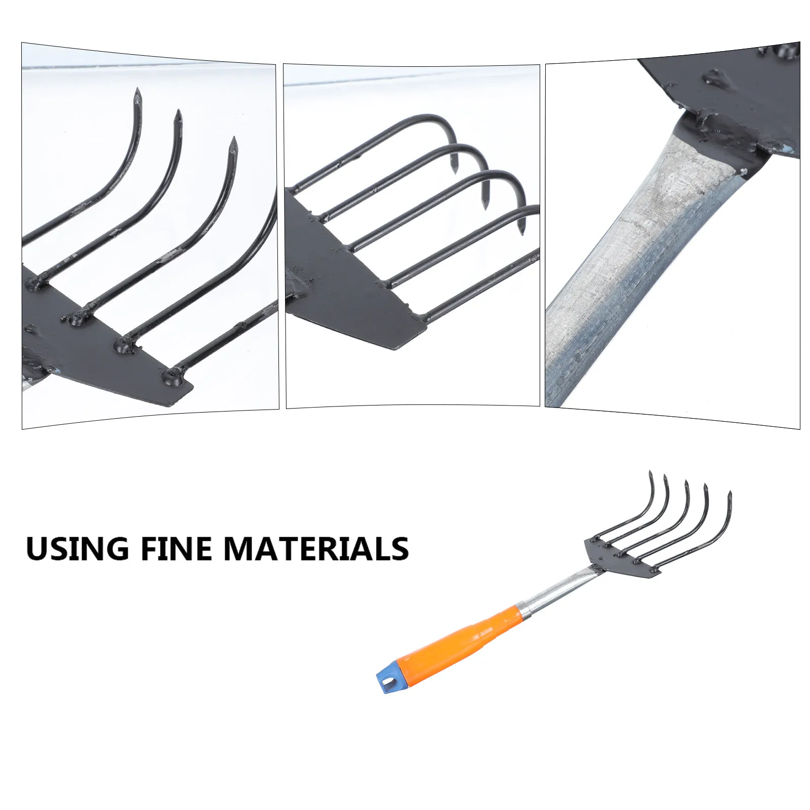 2Pcs Heavy Duty Garden Rake for Soil Loosening Weed Removal and Clam Digging Sturdy Five Tooth Agricultural Rake Multipurpose