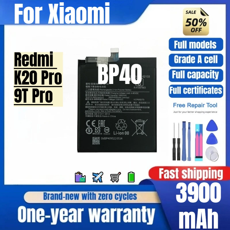 BP40 for Xiaomi Redmi K20 Pro/9T Pro Phone Battery 0Cycle High Quality High Capacity Replacement Bateria Grade A Cell with Tools