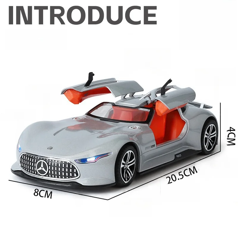 1:24 Mercedes-Benz AMG concept car GT diecast alloy simulation sports car model, boys collection toys, gifts for children.