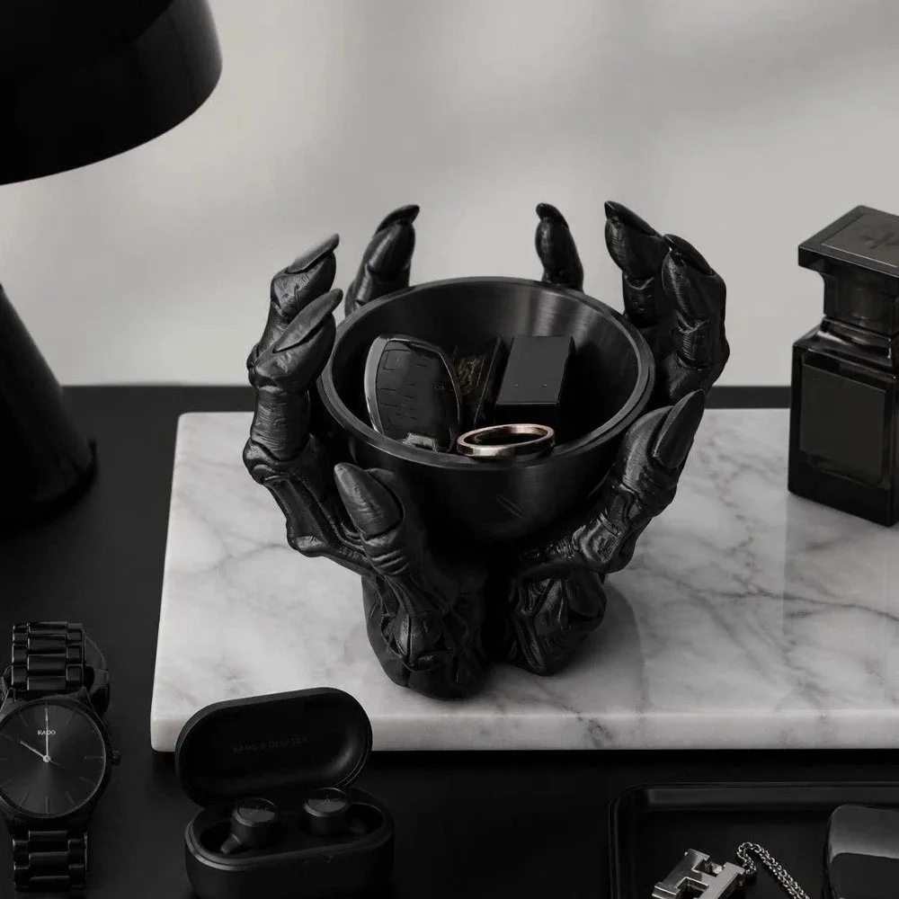 Dark Style Ornaments Skeleton Claw Statue Gothic Style 3D Printed Storage Bowl Devil Claw Desktop Decoration Halloween