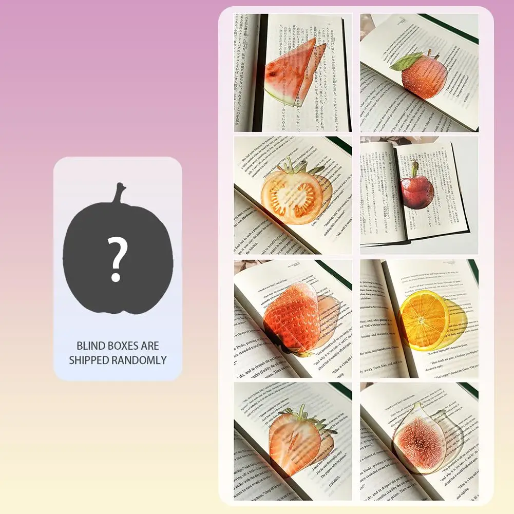 

Cute Transparent Acrylic Fruit Bookmark Watermelon Apple Fig Shape Light Transmission INS Style Durable Page Marker Decorative