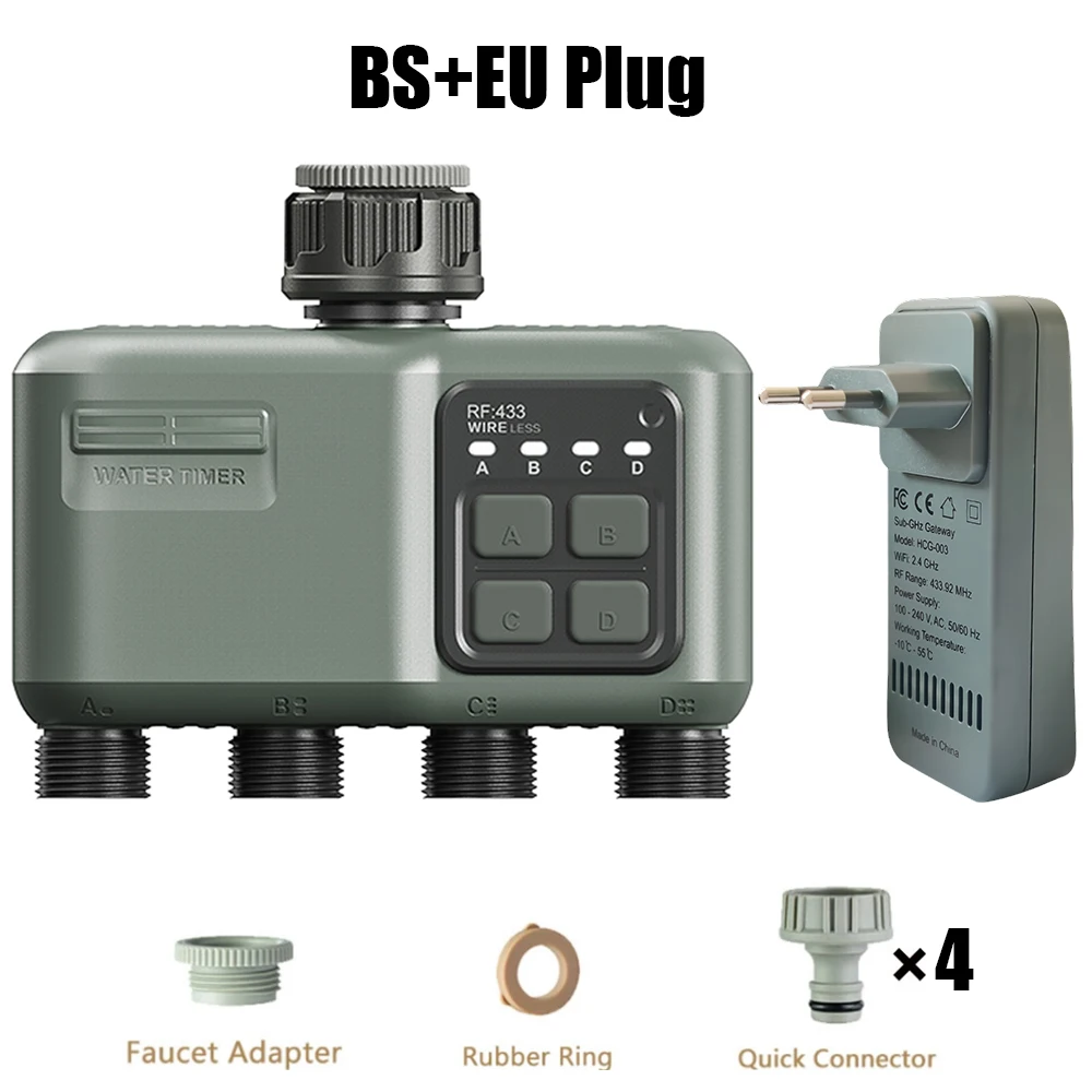 Wifi RF433 slimme tuinsproeier watertimer 4-uitlaat regenvertraging filter programmeerbare automatische irrigatiecontroller voor Tuya - afbeelding 1