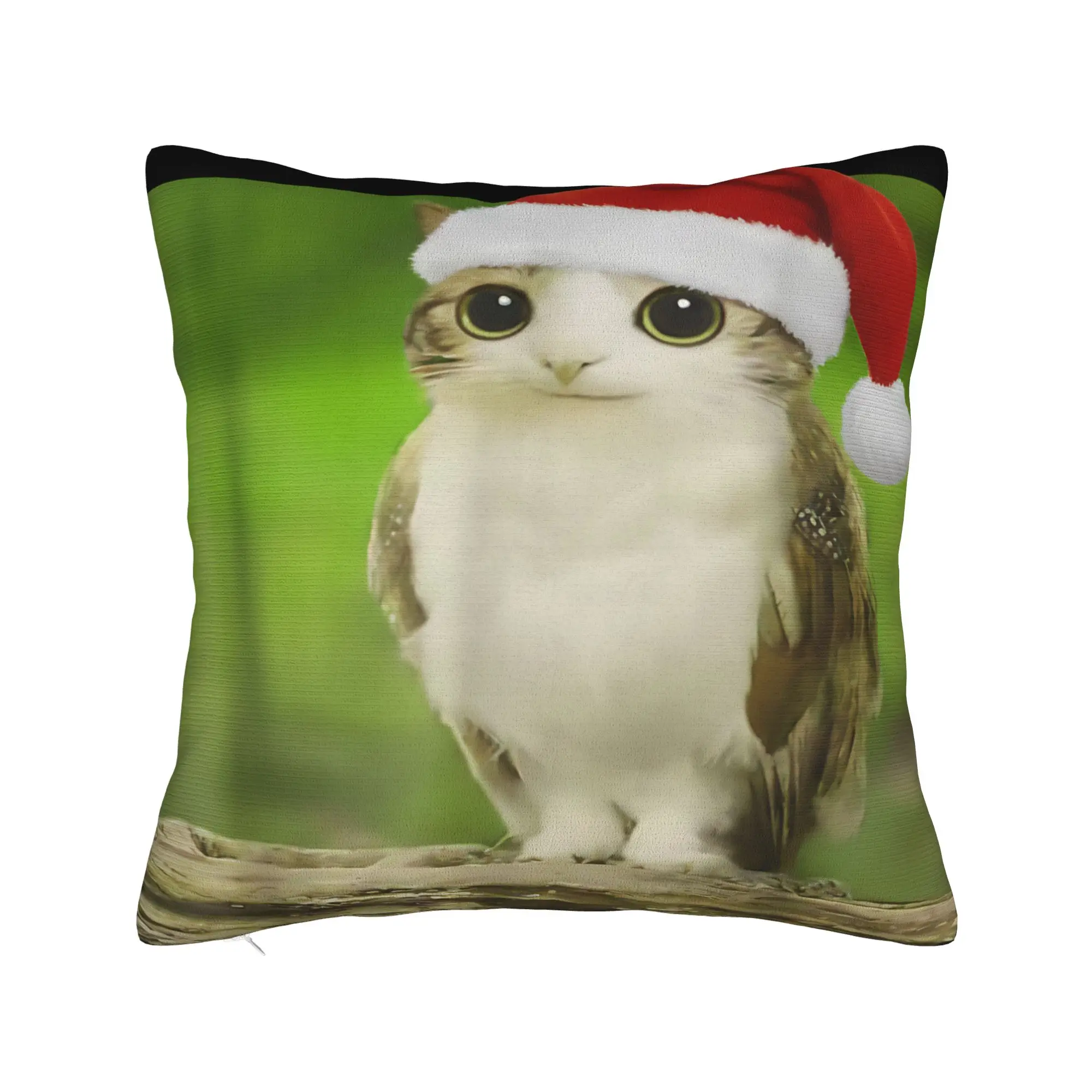 Funny Adorable Cat Owl Brainrot Meme Meowl Christmas Pillow Case Kawaii Pillow Cover Square Pillowcases For Chair Home Decor