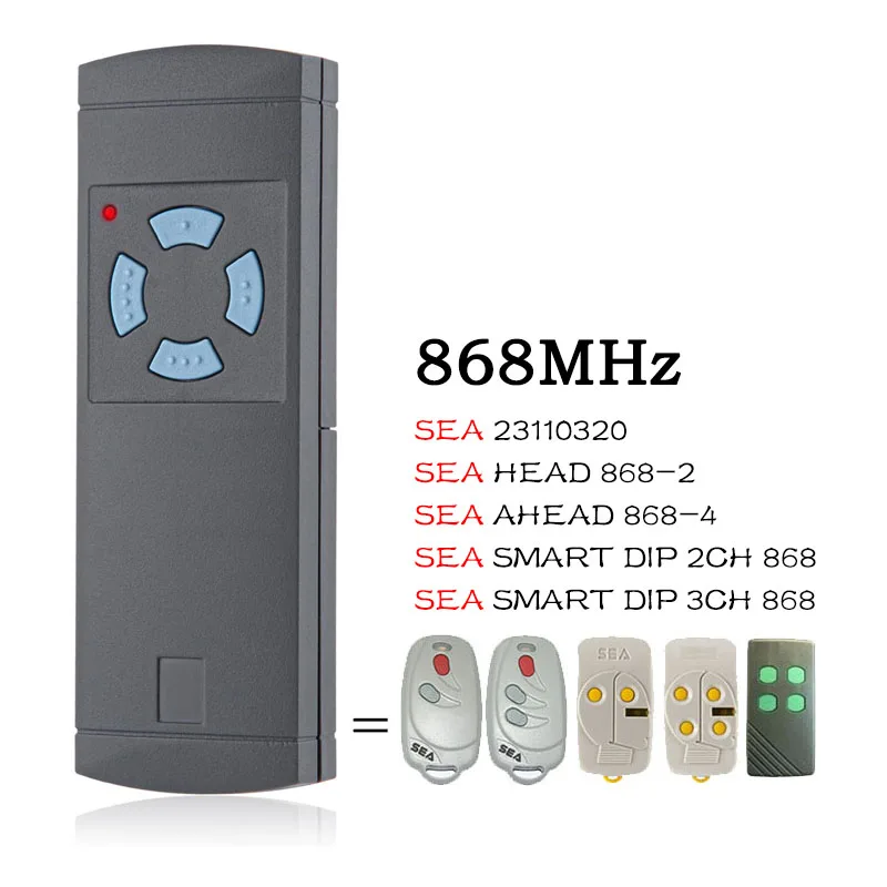 

SEA 23110320 HEAD 868-2 868-4 SMART DIP 2CH 3CH 868 Пульт дистанционного управления гаражными воротами Клон Электрическое управление воротами 868МГц Фиксированный код
